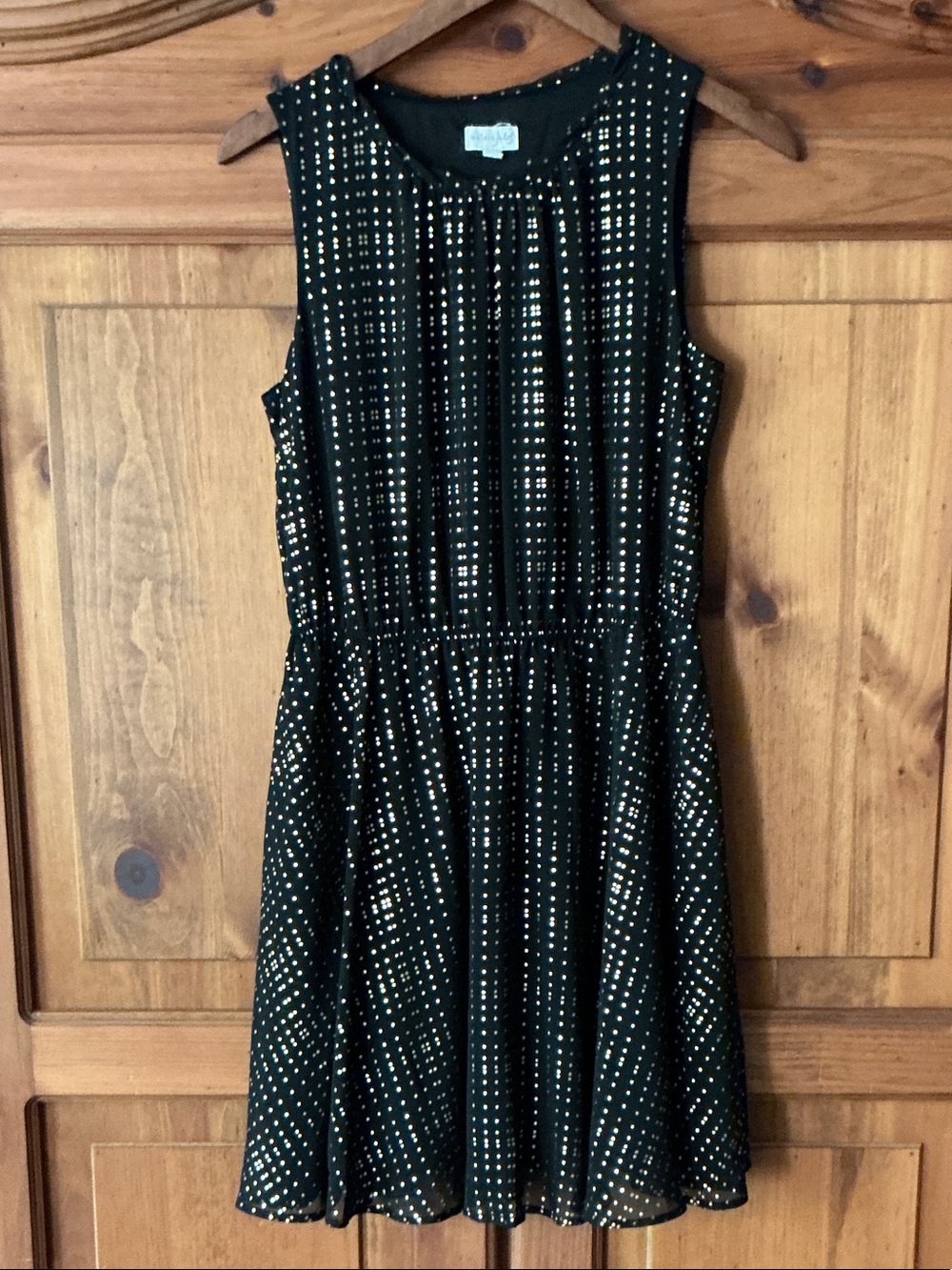 Maison Jules Black Sleeveless Dress with Gold Dot Details